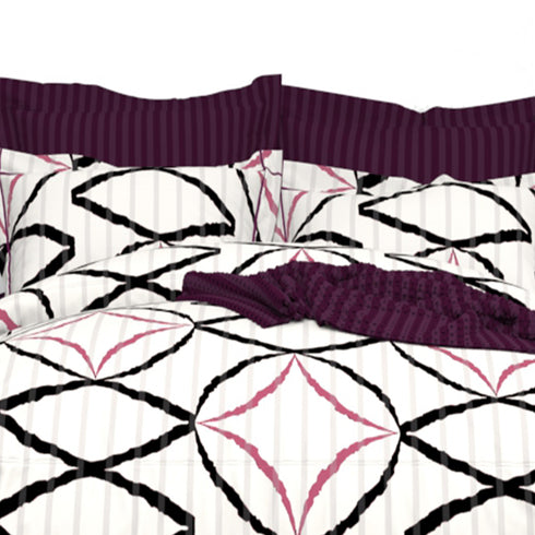 Christie 100% Cotton Striped Satin 220 TC King size Bed Linen Set with 4 Pillow Covers -1