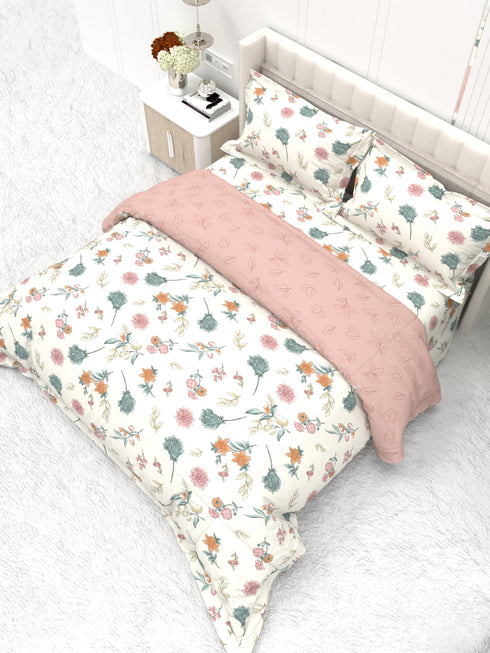 Shelton Reversible Super Winter Comforter and Bedsheet Combo-Soft Micro -Weave Fabric, Winter Season Use-Reusable Bag Pack- Complete Room Set