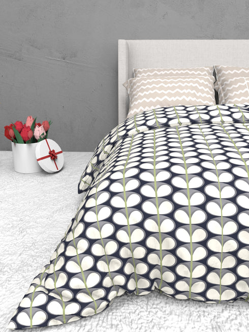 The White Moss Soft Cotton Ida Double Bedsheet With 2 Pillow Covers-2