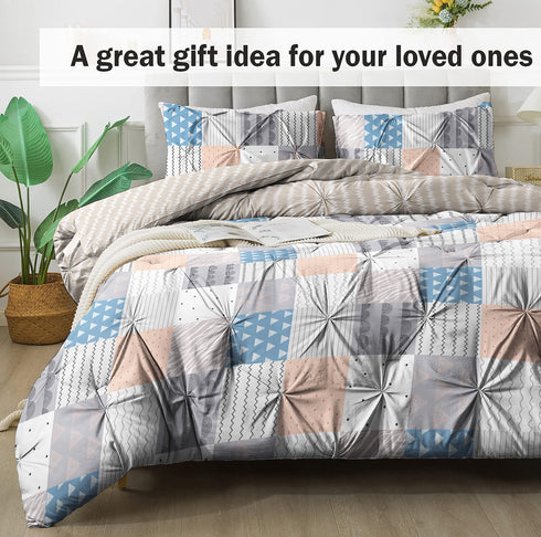 The White Moss Hannah Reversible Print Pinch Pleat AC Comforter With Pillow Cover