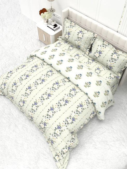 Shelton Reversible Double Bed Comforter and Bedsheet Combo-Soft Micro -Weave Fabric, All Season Use-Reusable Bag Pack- Complete Room Set