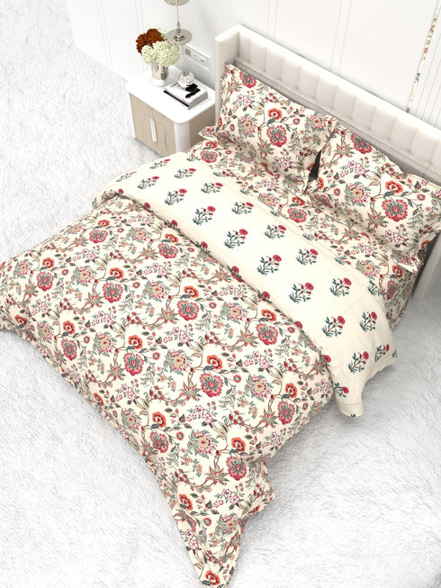 Shelton Reversible Super Winter Comforter and Bedsheet Combo-Soft Micro -Weave Fabric, Winter Season Use-Reusable Bag Pack- Complete Room Set