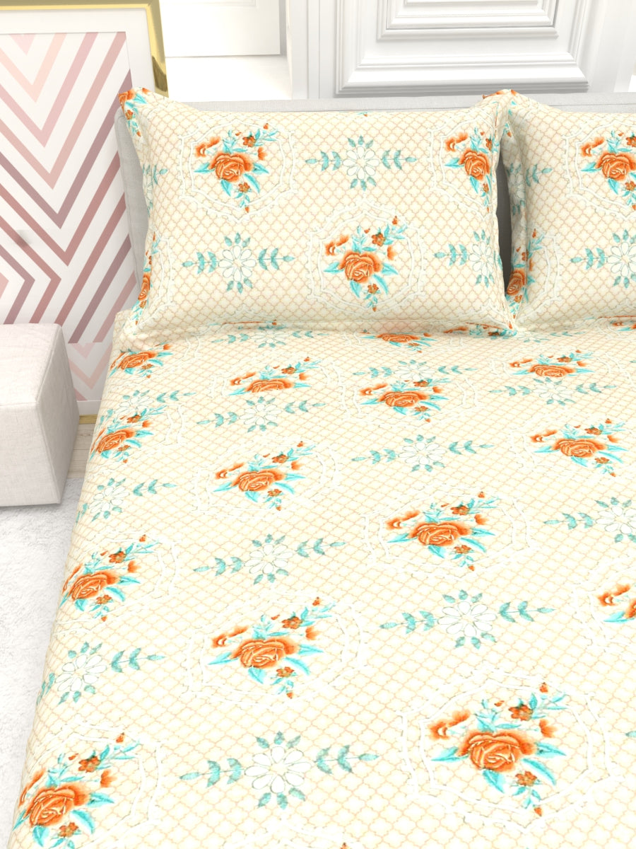 Georgia Double Size Satin Twill Bedsheet Set - Peach & Cream