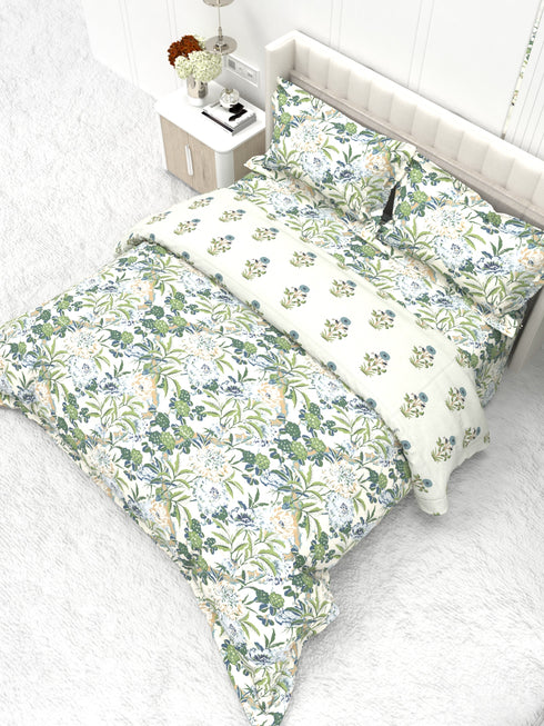 Shelton Reversible Super Winter Comforter and Bedsheet Combo-Soft Micro -Weave Fabric, Winter Season Use-Reusable Bag Pack- Complete Room Set