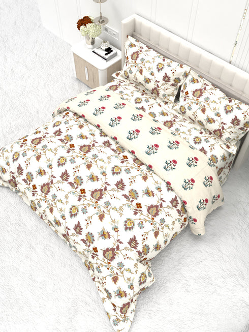 Shelton Reversible Super Winter Comforter and Bedsheet Combo-Soft Micro -Weave Fabric, Winter Season Use-Reusable Bag Pack- Complete Room Set