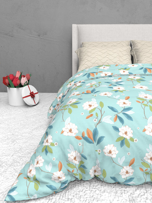 The White Moss Soft Cotton Ida Double Bedsheet With 2 Pillow Covers
