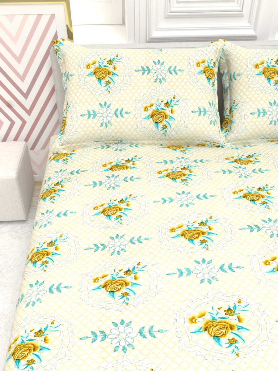 Georgia Double Size Satin Twill Bedsheet Set - Beige & Brown