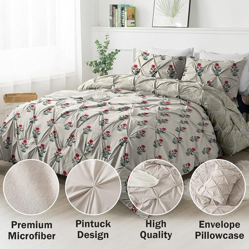 The White Moss Hannah Reversible Print Pinch Pleat AC Comforter With Pillow Cover