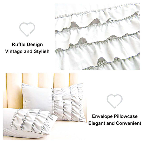 River Ruffles Double Bed Microfibre Comforter With 2 Pillow Covers- Easy care-Hypoallergenic