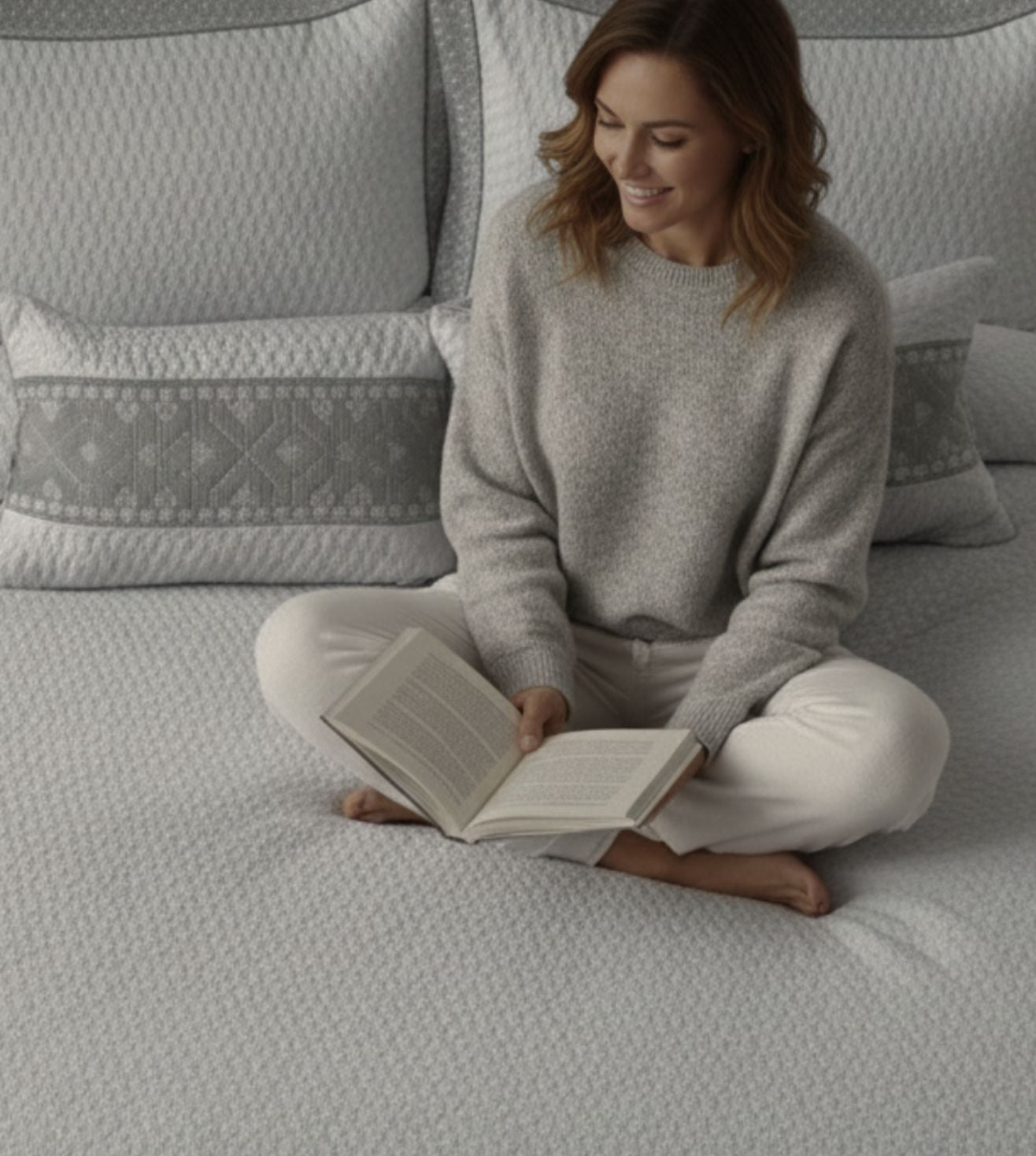 Noir 5-Piece Quilted & Embroidered Bedcover Ensemble - Gray