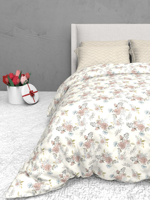The White Moss Soft Cotton Ida Double Bedsheet With 2 Pillow Covers-2