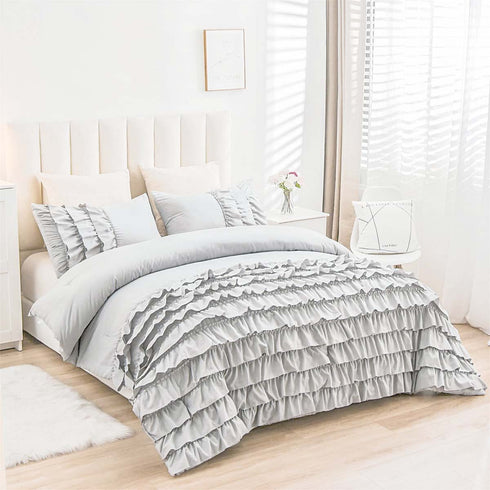 River Ruffles Double Bed Microfibre Comforter With 2 Pillow Covers- Easy care-Hypoallergenic