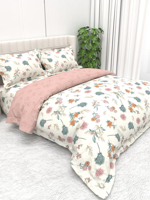 Shelton Reversible Super Winter Comforter and Bedsheet Combo-Soft Micro -Weave Fabric, Winter Season Use-Reusable Bag Pack- Complete Room Set