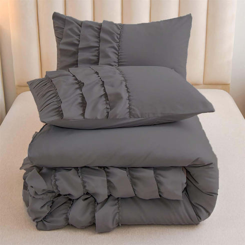River Ruffles Double Bed Microfibre Comforter With 2 Pillow Covers- Easy care-Hypoallergenic