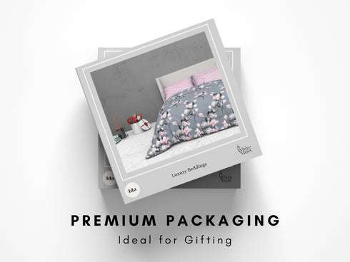 The White Moss Soft Cotton Ida Double Bedsheet With 2 Pillow Covers