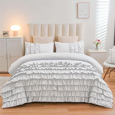 River Ruffles Double Bed Microfibre Comforter With 2 Pillow Covers- Easy care-Hypoallergenic