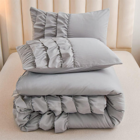 River Ruffles Double Bed Microfibre Comforter With 2 Pillow Covers- Easy care-Hypoallergenic