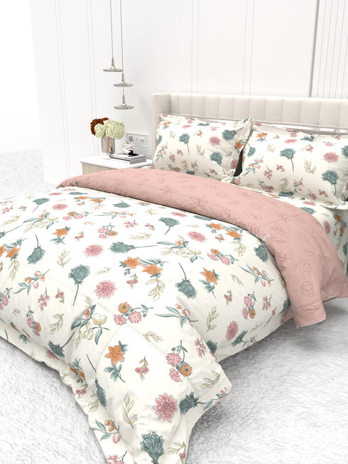 Shelton Reversible Double Bed Comforter and Bedsheet Combo-Soft Micro -Weave Fabric, All Season Use-Reusable Bag Pack- Complete Room Set