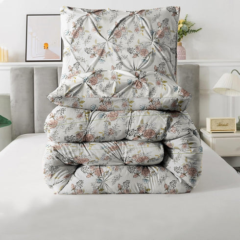The White Moss Hannah Reversible Print Pinch Pleat Winter Comforter With Pillow Covers