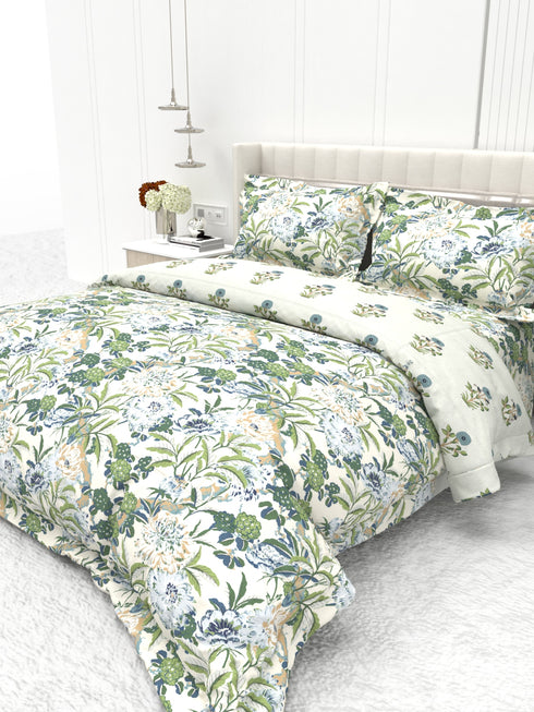 Shelton Reversible Double Bed Comforter and Bedsheet Combo-Soft Micro -Weave Fabric, All Season Use-Reusable Bag Pack- Complete Room Set