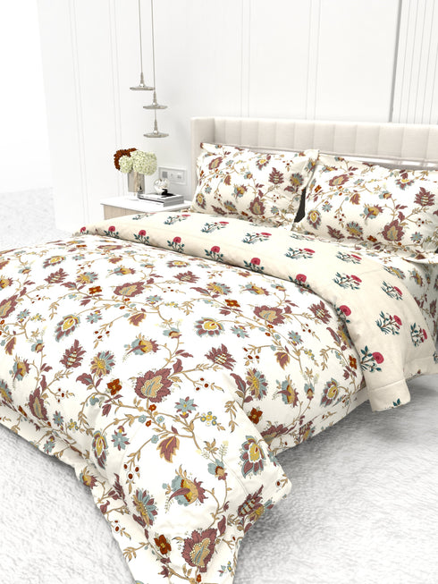 Shelton Reversible Double Bed Comforter and Bedsheet Combo-Soft Micro -Weave Fabric, All Season Use-Reusable Bag Pack- Complete Room Set