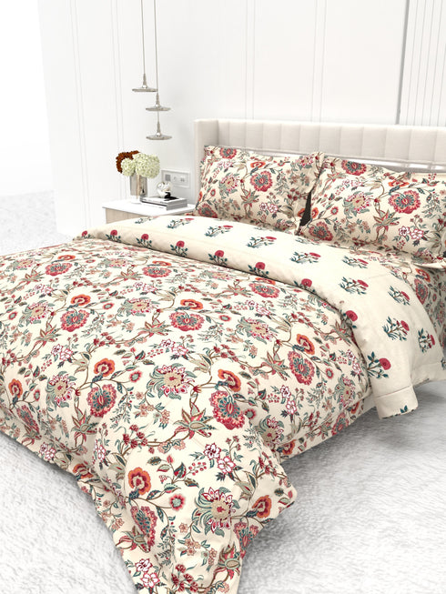 Shelton Reversible Double Bed Comforter and Bedsheet Combo-Soft Micro -Weave Fabric, All Season Use-Reusable Bag Pack- Complete Room Set