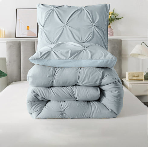 The White Moss Rosalie Reversible Pinch Pleat comforter with 2 pillow covers