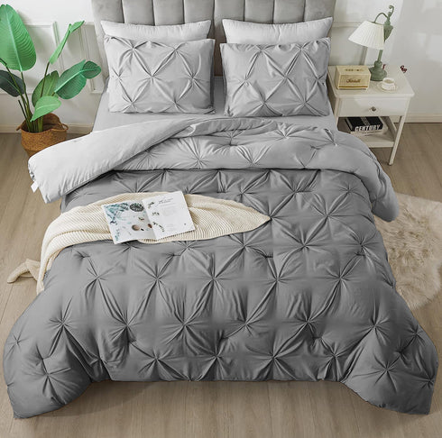 The White Moss Rosalie Reversible Pinch Pleat comforter with 2 pillow covers