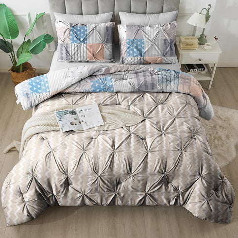 The White Moss Hannah Reversible Print Pinch Pleat Winter Comforter With Pillow Covers