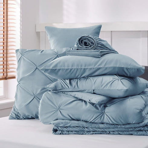 Marquis Luxurious Pinch Pleated All-Season Comforter With Pillow Shams