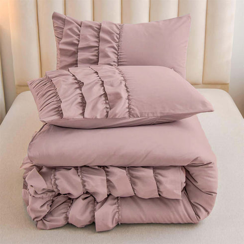 River Ruffles Double Bed Microfibre Comforter With 2 Pillow Covers- Easy care-Hypoallergenic