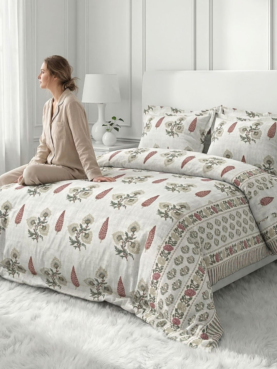 Pure Cotton King Size Bedsheet Set with 2 Pillow Covers - Soft Grey
