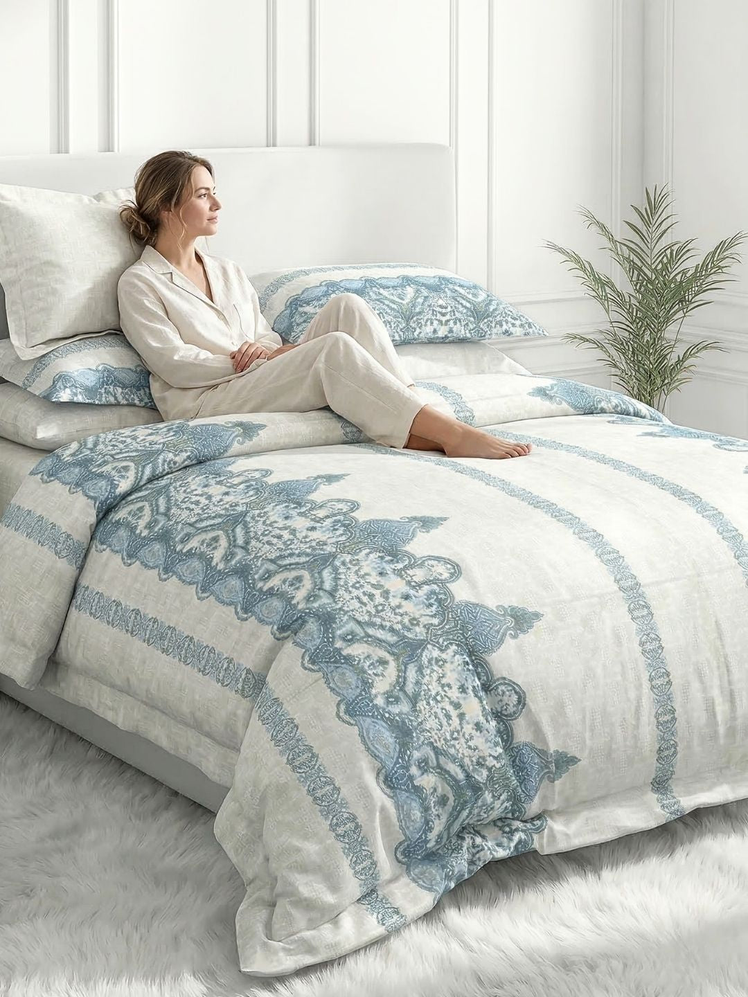 Pure Cotton King Size Bedsheet Set with 2 Pillow Covers - Soft Grey