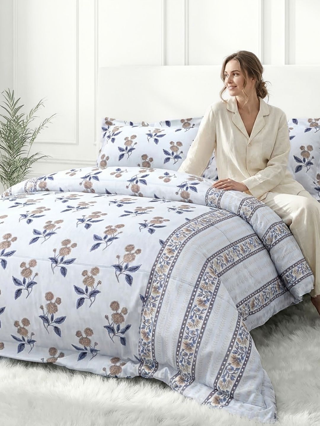 Pure Cotton King Size Bedsheet Set with 2 Pillow Covers - Aqua Blue
