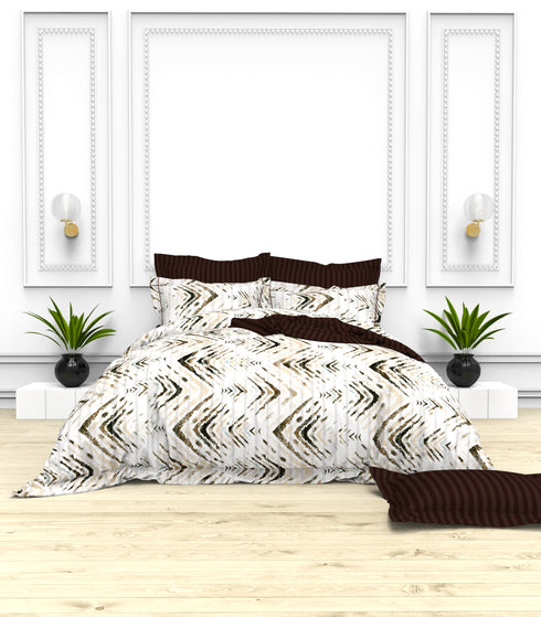 Christie 100% Cotton Striped Satin 220 TC King size Bed Linen Set with 4 Pillow Covers -1