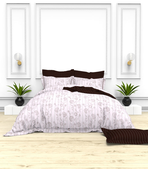 Christie 100% Cotton Striped Satin 220 TC King size Bed Linen Set with 4 Pillow Covers -1