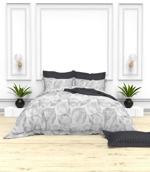 Christie 100% Cotton Striped Satin 220 TC King size Bed Linen Set with 4 Pillow Covers -1