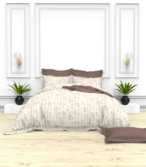 Christie 100% Cotton Striped Satin 220 TC King size Bed Linen Set with 4 Pillow Covers -1