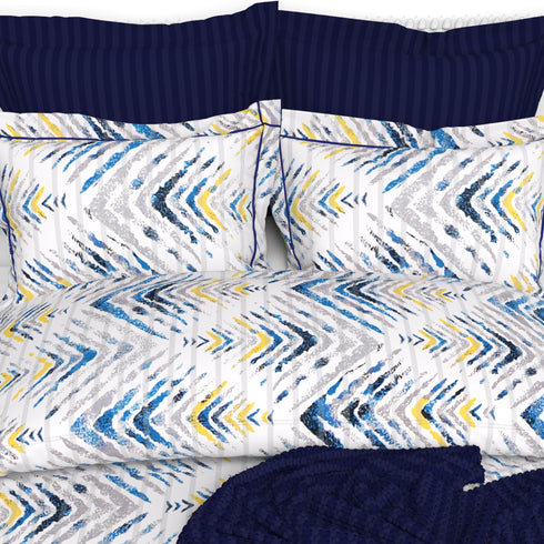 Christie 100% Cotton Striped Satin 220 TC King size Bed Linen Set with 4 Pillow Covers -1