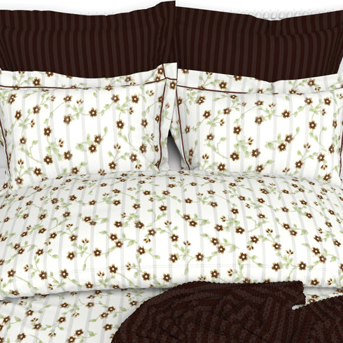 Christie 100% Cotton Striped Satin 220 TC King size Bed Linen Set with 4 Pillow Covers -1