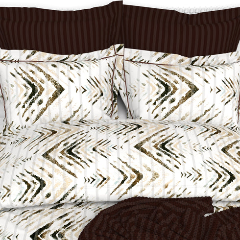 Christie 100% Cotton Striped Satin 220 TC King size Bed Linen Set with 4 Pillow Covers -1