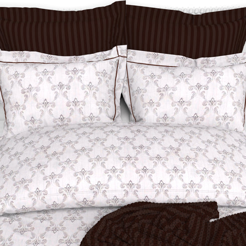 Christie 100% Cotton Striped Satin 220 TC King size Bed Linen Set with 4 Pillow Covers -1