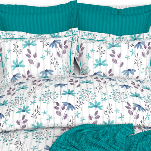 Christie 100% Cotton Striped Satin 220 TC King size Bed Linen Set with 4 Pillow Covers -1