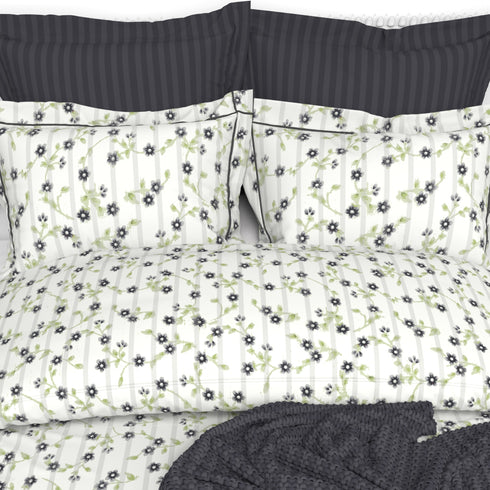 Christie 100% Cotton Striped Satin 220 TC King size Bed Linen Set with 4 Pillow Covers -1