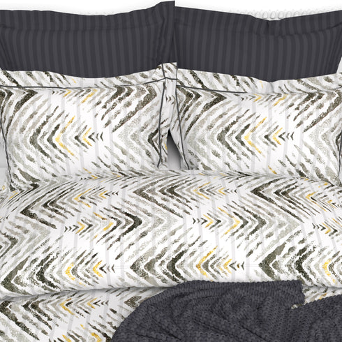 Christie 100% Cotton Striped Satin 220 TC King size Bed Linen Set with 4 Pillow Covers -1