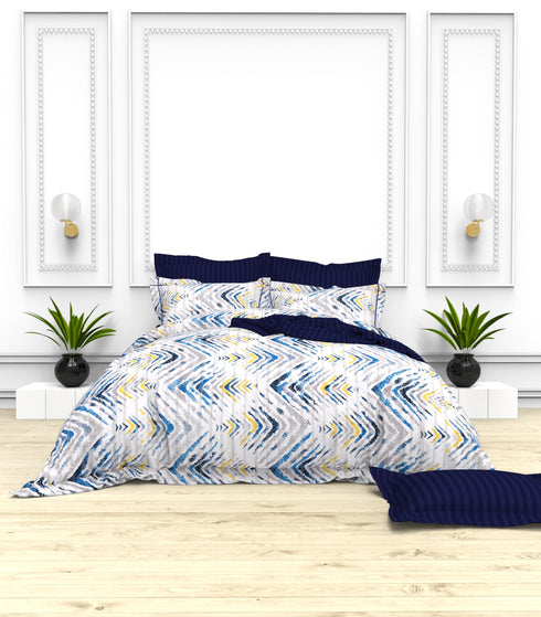 Christie 100% Cotton Striped Satin 220 TC King size Bed Linen Set with 4 Pillow Covers -1