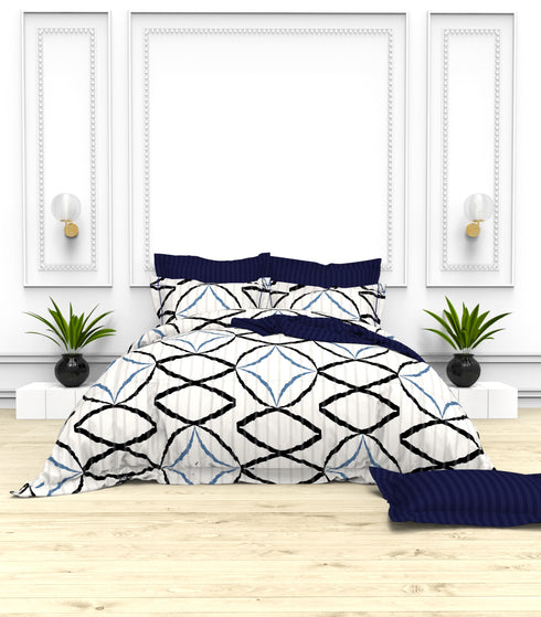 Christie 100% Cotton Striped Satin 220 TC King size Bed Linen Set with 4 Pillow Covers -1