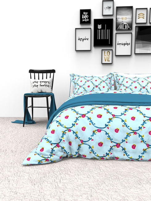 The White Moss Denmark Double bed 100% cotton bedsheet with 2 pillow covers