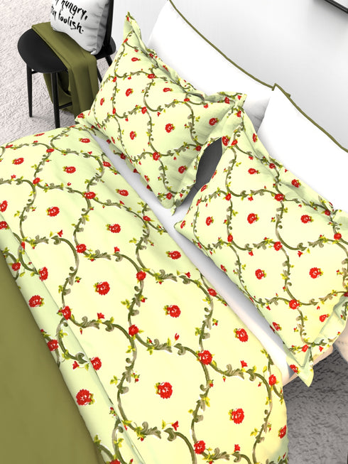 The White Moss Denmark Double bed 100% cotton bedsheet with 2 pillow covers