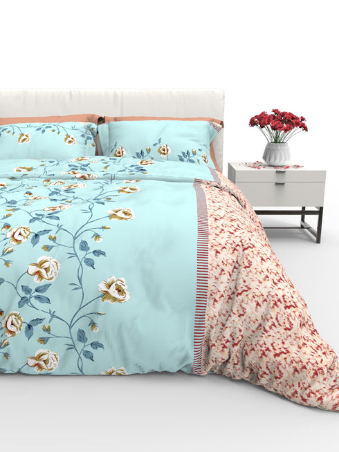 Faith 100% Cotton Satin Double Size Bedsheet with 2 Pillow Covers - Extra Soft - 220 TC Satin Weave - 3